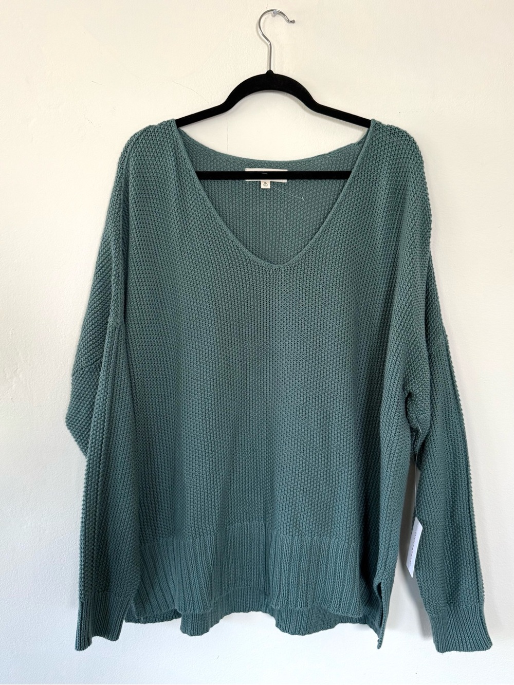 BNWT Lucky Brand Relaxed V-Neck Sweater - Teal Green Size XL
